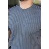Erkek Fitilli Bisiklet Yaka Kısa Kollu Tişört