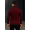 Erkek Fitilli Triko Kazak 2li Set Bordo Siyah Regular Balıkcı Yaka Tam Boğazlı Triko Seti Modeli Kazak