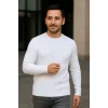 Erkek Fitilli Triko Kazak 2’li Set – Siyah - Beyaz, Kalın Dokuma Pamuklu Regular Fit Bisiklet Yaka Uzun Kollu Rahat Kışlık Kazak Kombini