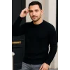 Erkek Fitilli Triko Kazak 3lü Set Gri Haki Siyah Regular Fit Bisiklet Yaka Triko Seti Modeli Kazak