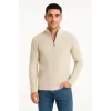 Erkek Fitilli Triko Kazak 3’lü Set – Mint Yeşili, Siyah, Bej Kalın Dokuma Pamuklu Regular Fit V Yaka Fermuarlı Uzun Kollu Rahat Kışlık Kazak Kombini