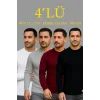 Erkek Fitilli Triko Kazak 4’lü Set Beyaz Bordo Gri Siyah Regular Fit Bisiklet Yaka Kazak Triko Kombini