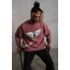 Erkek Güvercin Baskılı Sweatshirt - Gül Kurusu