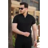 Erkek Hakim Yaka Dokuma Pamuklu Kumaş Kısa Kollu T-shirt