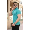 Erkek Hakim Yaka Dokuma Pamuklu Kumaş Kısa Kollu Tişört