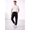 Erkek Jogger Eşofman Altı Regular Fit , Kargo Cepli, Lastikli Paça, Günlük Spor Pantolon - Siyah