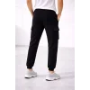 Erkek Jogger Eşofman Altı Regular Fit , Kargo Cepli, Lastikli Paça, Günlük Spor Pantolon - Siyah