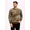 Erkek Kamuflaj Desenli 2 İplik 4 Mevsim Uzun Kollu Bisiklet Yaka Sweatshirt - Kamuflaj