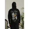 Erkek Kapşonlu Sweatshirt – Oversize Üç İplik Şardonlu Hoodie, “Other Lives” Ön - Arka Baskılı, Kanguru Cepli, Kışlık Rahat Günlük Stil - Siyah