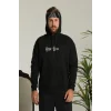 Erkek Kapşonlu Sweatshirt – Oversize Üç İplik Şardonlu Hoodie, “Other Lives” Ön - Arka Baskılı, Kanguru Cepli, Kışlık Rahat Günlük Stil - Siyah