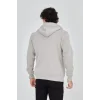 Erkek Kapüşonlu Baskılı Fermuarlı Hırka - Boyalı Gri