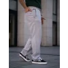 Erkek Keten Cepli Çıma Dikişli Jogger Buggy Pantalon Rahat Kalıp - Gri