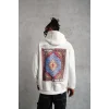 Erkek Kilim Desen Kapüşonlu Sweat- Beyaz