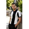 Erkek Kısa Kollu Polo Yakalı Blok Desenli Triko Bluz