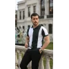 Erkek Kısa Kollu Polo Yakalı Blok Desenli Triko Bluz