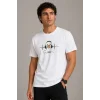 Erkek Müzik Temalı Baskılı Tişört Bisiklet Yaka Kısa Kol T-Shirt - Beyaz