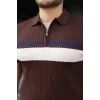 Erkek Örgü Desenli Renkli Kısa Kollu Triko Tişört