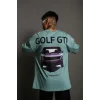 Erkek Oversize Baskılı Tişört – Golf GTI Retro Araba Desenli, Ön - Arka Dijital Baskı, Sokak Modası Stil - Mint Yeşili