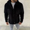 Erkek Pelüş Polar Hırka Gömlek – Yakalı, İlik Düğmeli, Göğüs Cepli, Yumuşak Dokulu Kışlık Regular Fit Rahat Günlük Model - Siyah