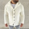 Erkek Pelüş Polar Hırka Gömlek – Yakalı, İlik Düğmeli, Göğüs Cepli, Yumuşak Dokulu Kışlık Regular Fit Rahat Günlük Model - Beyaz