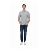 Erkek Pike Kumaş Düğmeli Yaka Regular Fit Günlük Kısa Kol Tişört T-shirt - Gri
