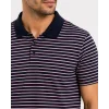 Erkek Pike Kumaş Gül Kurusu Çizgili Polo Yaka Tişört Kısa Kol T-Shirt - Siyah