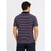 Erkek Pike Kumaş Gül Kurusu Çizgili Polo Yaka Tişört Kısa Kol T-Shirt - Siyah