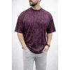 Erkek Premium Tişört OSY Yumuşak Dokulu Yıkamalı Oversize T-Shirt - Bordo