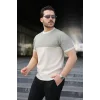 Erkek Renk Bloklu Bisiklet Yaka Kısa Kollu Triko Tişört