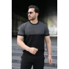 Erkek Renk Bloklu Bisiklet Yaka Kısa Kollu Triko Tişört