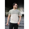 Erkek Renk Bloklu Bisiklet Yaka Kısa Kollu Triko Tişört