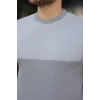 Erkek Renk Bloklu Bisiklet Yaka Kısa Kollu Triko Tişört