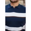 Erkek şerit Desenli Hemşire Yaka Kısa Kollu Tişört