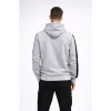Erkek Şeritli Kapüşonlu Sweatshirt Oversize 3 Iplik Pamuklu - Beyaz