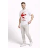 Erkek TÜRKİYE Ay Yıldız Baskılı Taraftar Forma T-Shirt - Beyaz