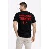 Erkek TÜRKİYE Ay Yıldız Baskılı Taraftar Forma T-Shirt - Siyah