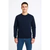 Erkek Üç İplik Düz Bisiklet Yaka SweatShirt - Lacivert