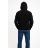 Erkek Üç İplik Kapüşonlu Kanguru Cepli SweatShirt Hoodie - Siyah