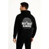 Erkek Üç İplik Kapüşonlu Ön Ve Arka Baskılı SweatShirt Hoodie - Siyah