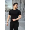 Erkek Viskon Kumaş Bisiklet Yaka Basic Tişört