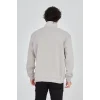 Erkek Yarım Fermuarlı Baskılı Sweat - Boyalı Gri