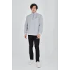 Erkek Yarım Fermuarlı Baskılı Sweat - Gri