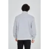 Erkek Yarım Fermuarlı Baskılı Sweat - Gri