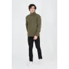 Erkek Yarım Fermuarlı Baskılı Sweat - Yeşil