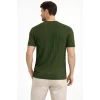 Erkek Yazlık Fitilli Triko Tişört Kısa Kol Bisiklet Yaka T-Shirt - Haki