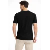 Erkek Yazlık Fitilli Triko Tişört Kısa Kol Bisiklet Yaka T-Shirt - Siyah