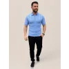 Erkek Yazlık Triko Dokuma Tişört Kısa Kol Polo Yaka T-Shirt - Bebek Mavisi