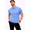 Erkek Yazlık Triko Tişört Kısa Kol Polo Yaka Düğmeli T-Shirt - Bebek Mavisi