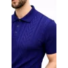 Erkek Yazlık Triko Tişört Kısa Kol Polo Yaka Düğmeli T-Shirt - Lacivert