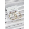 Gold Renk Pirinç Köşeli Kenar Halka 32 mm Kadın Küpe - TJ-BKP11765